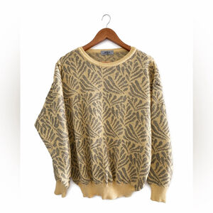 90s Italian Botanical Knit Sweater Made in Italy Eclectic Grandpa L